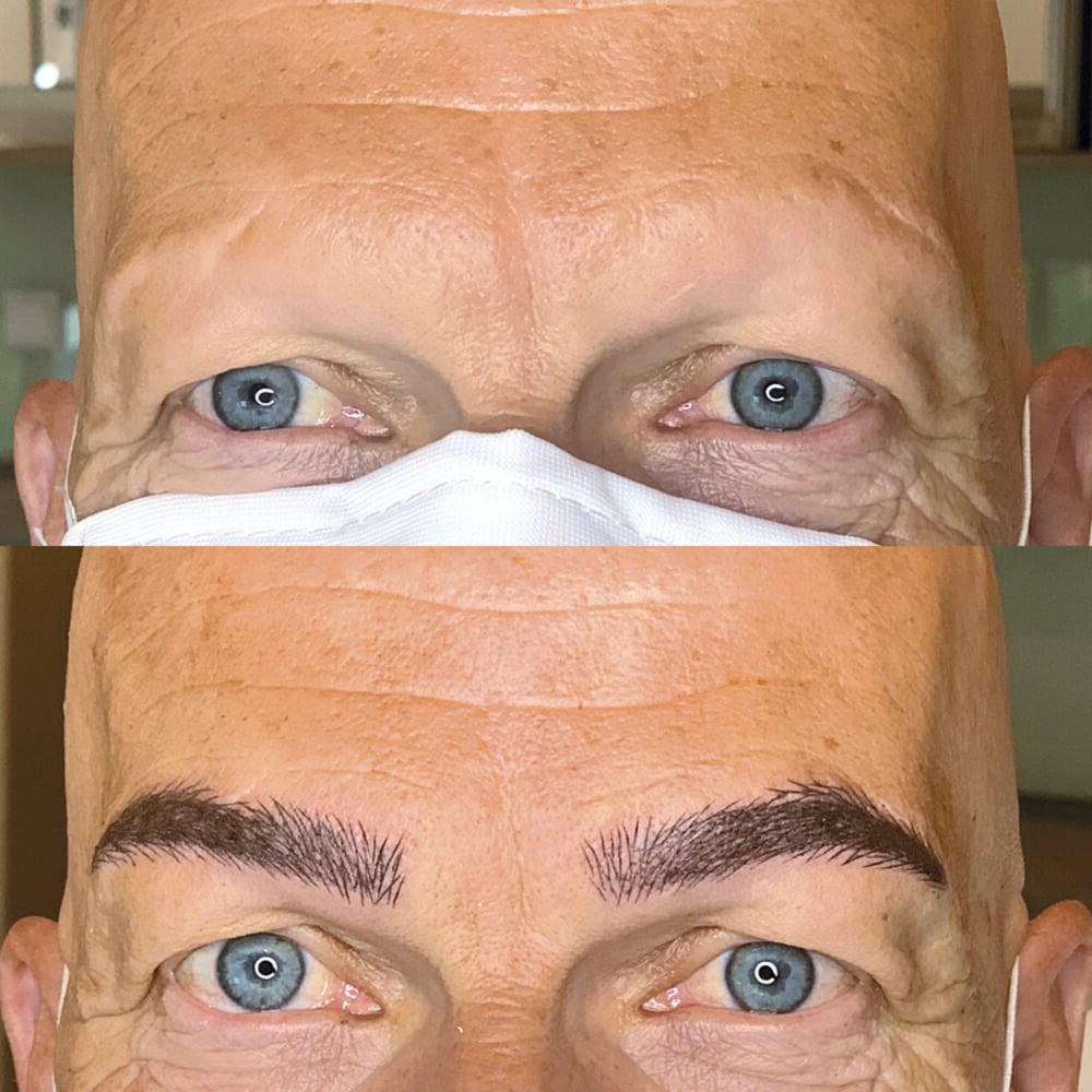 Vorher/nachher: Die typgerecht gestalteten Augenbrauen verleihen dem Gesicht mehr Ausdruck und lassen zudem die Augen optisch grösser wirken